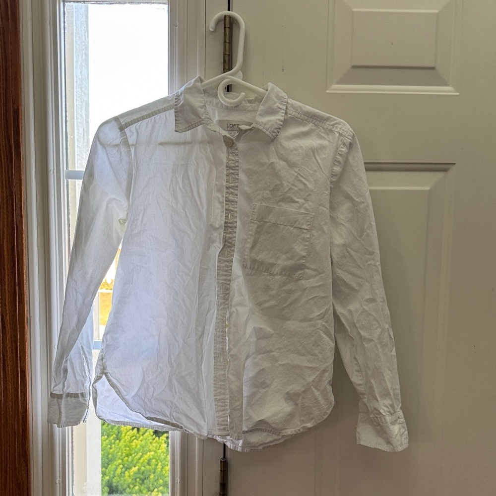 LOFT Men's Crisp White Button Down Shirt